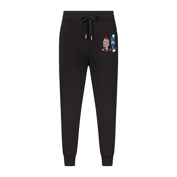 Quần Nỉ Dolce & Gabbana Jersey Jogging Pants With DG Family Patch Màu Đen Size 44
