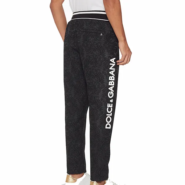 Quần Nỉ Nam Dolce & Gabbana D&G Jacquard Logo Sweatpants Màu Đen Size 44