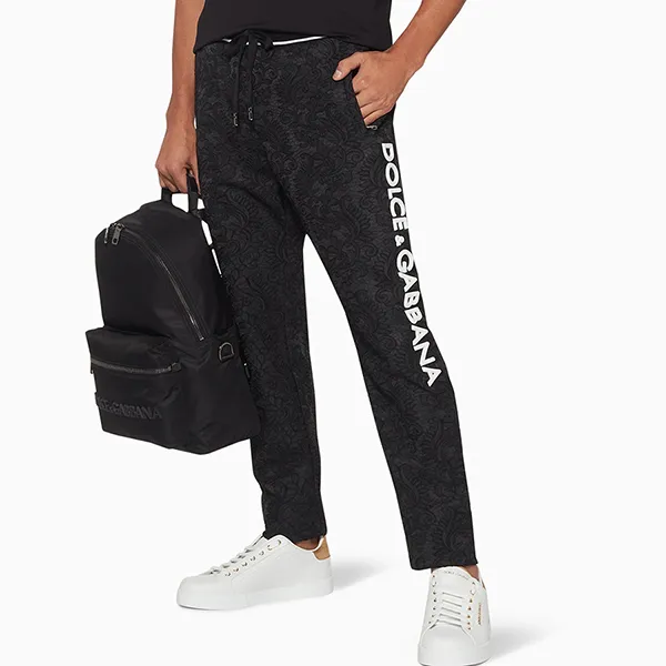 Quần Nỉ Nam Dolce & Gabbana D&G Jacquard Logo Sweatpants Màu Đen Size 44