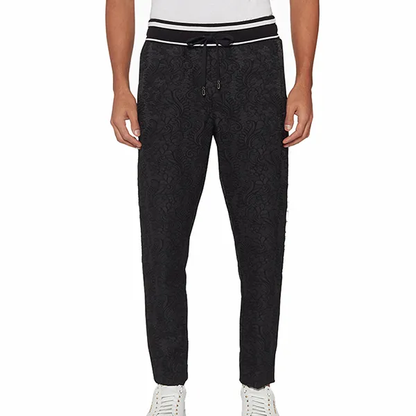 Quần Nỉ Nam Dolce & Gabbana D&G Jacquard Logo Sweatpants Màu Đen Size 44