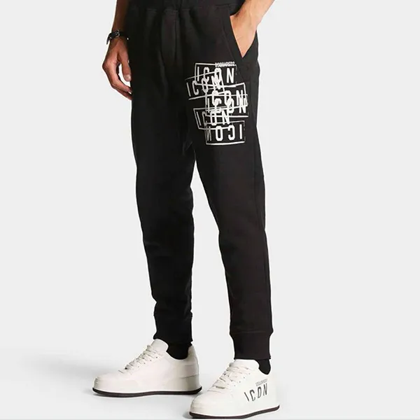 Quần Nỉ Nam Dsquared2 Icon Stamps Ski Fit Sweatpants Màu Đen Size XS