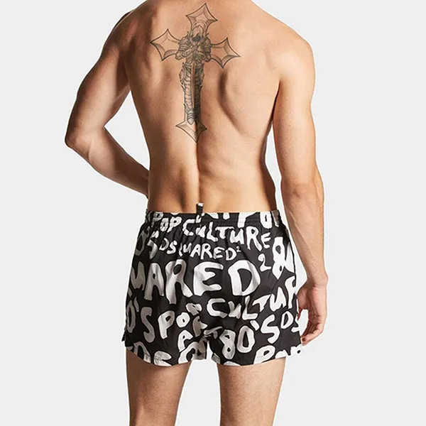 Quần Short Nam Dsquared2 1DSJE29B24001 Màu Đen Họa Tiết Size 50
