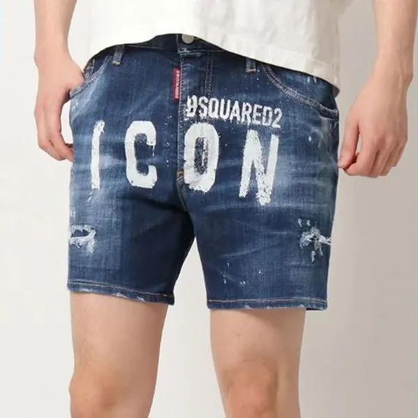 Quần Short Nam Dsquared2 Blue Logo ICON Printed Commando Màu Xanh Đậm Size 48