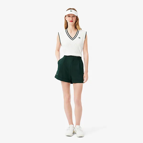Quần Short Nữ Lacoste Ultra Dry Golf Stretch Bermuda FF8583 99 YZP Màu Xanh Đậm Size 36