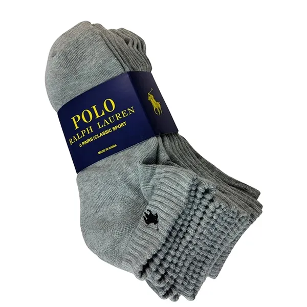 Set 3 Đôi Tất Cổ Ngắn Polo Ralph Lauren 6-Pairs Ash Grey Quarter Crew Socks Classic Sport Màu Xám