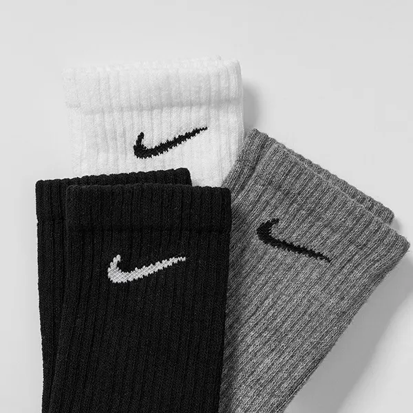 Set 3 Đôi Tất Cổ Trung Nike Everyday Cushioned Dri-Fit SX7664-964 Mix 3 Màu Size 21-23cm