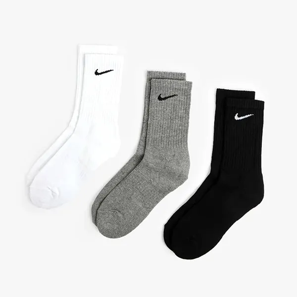 Set 3 Đôi Tất Cổ Trung Nike Everyday Cushioned Dri-Fit SX7664-964 Mix 3 Màu Size 21-23cm