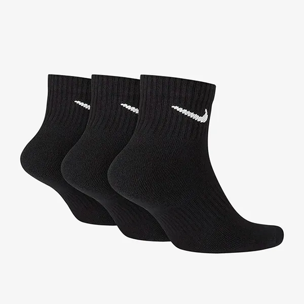 Set 3 Đôi Tất Cổ Trung Nike Everyday Cushioned Training Ankle SX7667-010 Màu Đen Size 21-23cm