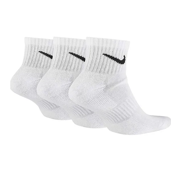 Set 3 Đôi Tất Cổ Trung Nike Everyday Cushioned Training Ankle SX7667-100 Màu Trắng Size 21-23cm