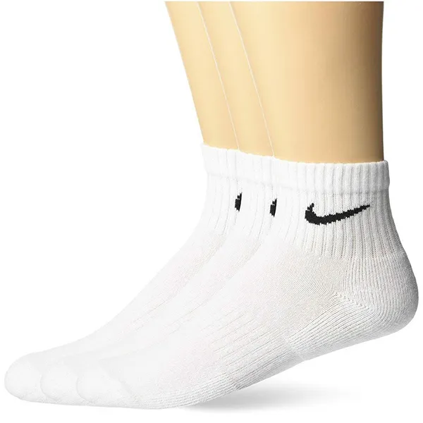 Set 3 Đôi Tất Cổ Trung Nike Everyday Cushioned Training Ankle SX7667-100 Màu Trắng Size 21-23cm