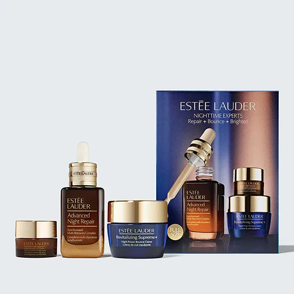 Set Dưỡng Da Estée Lauder Nighttime Experts Skincare Repair + Bounce + Brighten 3 Món