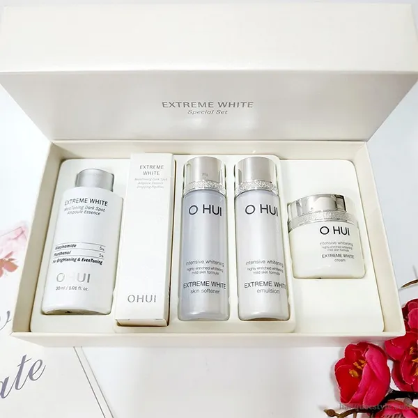 Set Dưỡng Da Ohui Extreme White MelaToning Dark Spot Ampoule Essence 5 Món