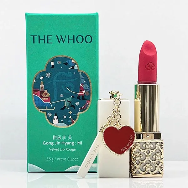 Set Son Lì Whoo Gongjinhyang Mi Luxury Lip Rouge 24 Red Orange Màu Đỏ Cam 2 Món