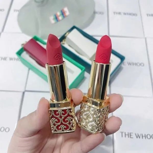 Set Son Lì Whoo Gongjinhyang Mi Luxury Lip Rouge 24 Red Orange Màu Đỏ Cam 2 Món
