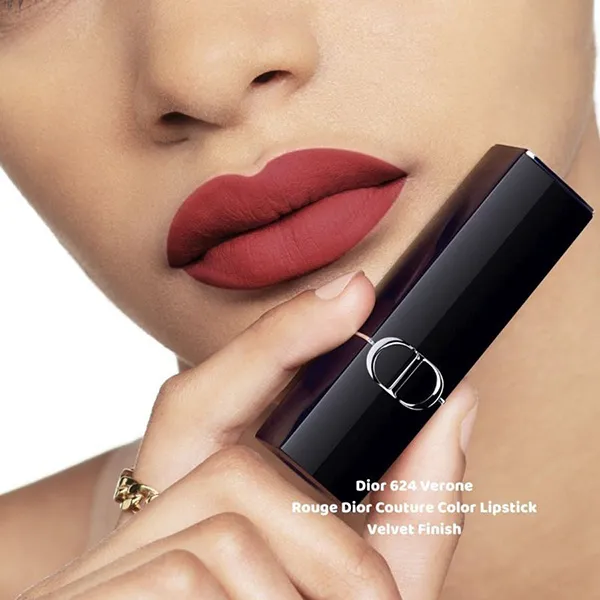Son Dior Rouge Dior Couture Lipstick Velvet Finish 624 Verone Màu Đỏ Hồng Đất
