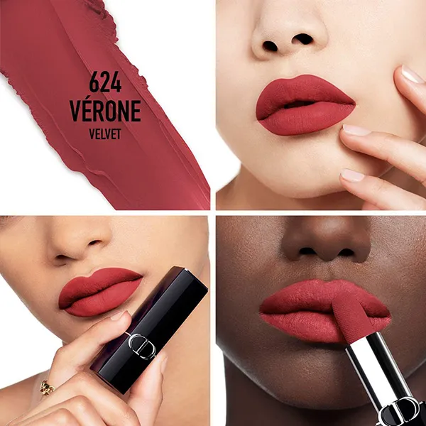 Son Dior Rouge Dior Couture Lipstick Velvet Finish 624 Verone Màu Đỏ Hồng Đất