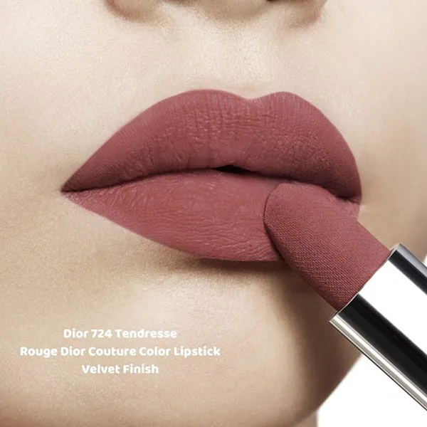 Son Dior Rouge Dior Couture Lipstick Velvet Finish 724 Tendresse Màu Hồng Nâu