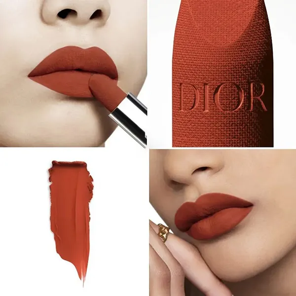Son Lì Dior Rouge Dior Couture Lipstick Velvet Finish 840 Rayonnante Màu Đỏ Cam Đất