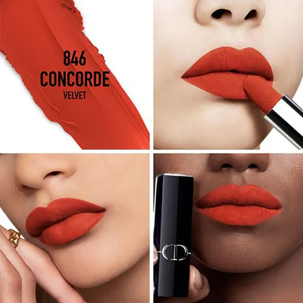 Son Dior Rouge Dior Couture Lipstick Velvet Finish 846 Concorde Màu Đỏ Cam Gạch