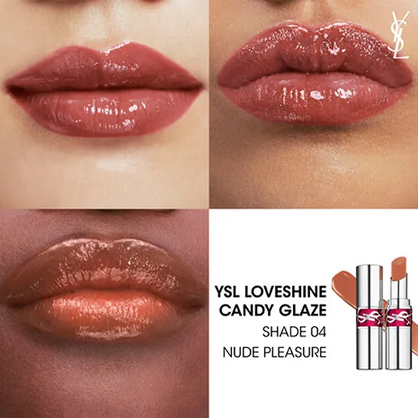Son Dưỡng YSL Loveshine Candy Glaze Lipstick 04 Nude Pleasure Màu Cam Nude Đất