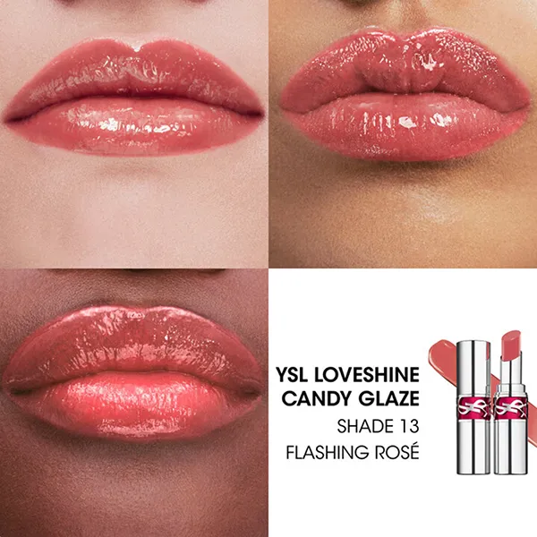 Son Dưỡng YSL Loveshine Candy Glaze Lipstick 13 Flashing Rose Màu Hồng Đào