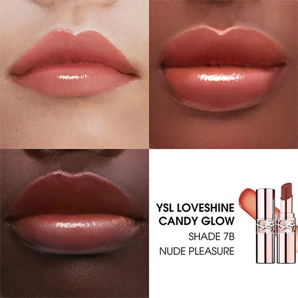 Son Dưỡng Yves Saint Laurent YSL Loveshine Candy Glow 7B Nude Pleasure Màu Cam Đất Nude