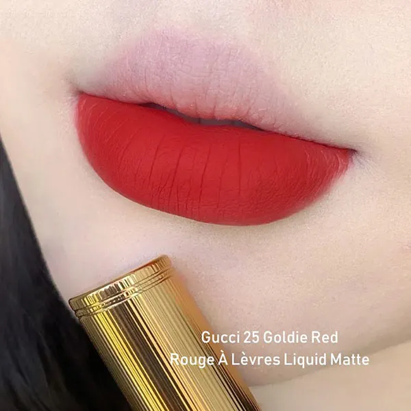 Son Gucci Rouge À Lèvres Mat Màu 25 Goldie Red Màu Đỏ Tươi Mini 1g