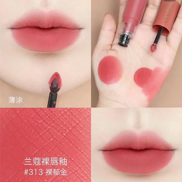 Son Kem Lancôme L'Absolu Rouge Intimatte Liquid 313 Skin To Skin Màu Hồng Đào
