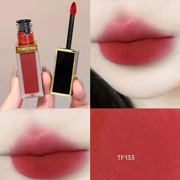 Son Kem Tom Ford Lip Liquid Luxe Matte 133 Carlet Stiletto Màu Đỏ Gạch