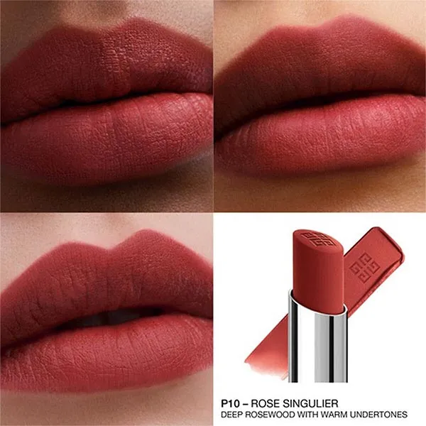 Son Lì Givenchy Le Rouge Velvet Matte Long Lasting Lipstick P10 Rose Singulier Màu Đỏ Gạch