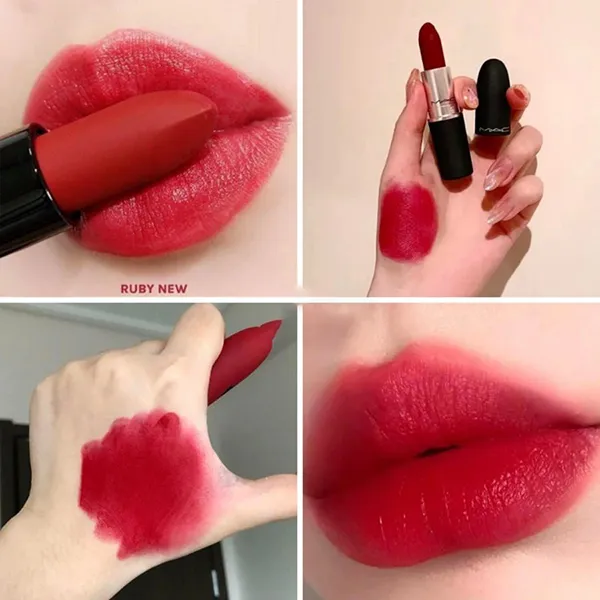 Son Lì MAC Powder Kiss Lipstick 935 Ruby New Màu Đỏ Thuần