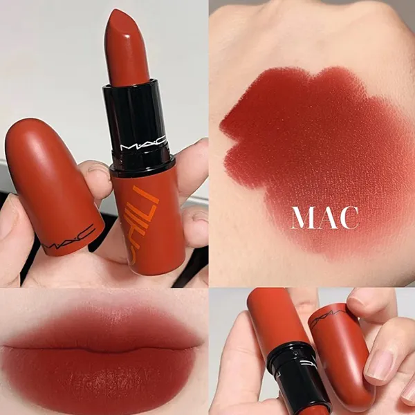 Son MAC Lustreglass Lipstick 602 Chili Màu Đỏ Cam Cháy