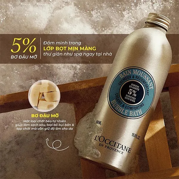 Sữa Tắm Tạo Bọt Bơ Hạt Mỡ L'Occitane Shea Bubble Bath 500ml