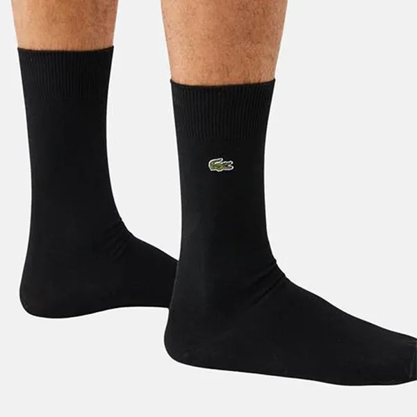 Tất Nam Cổ Dài Lacoste Long Sock For Men Black Thick Fabric Màu Đen