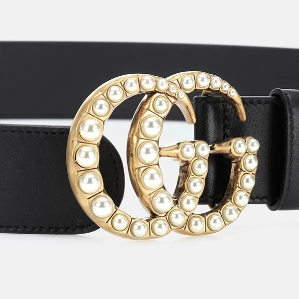 Thắt Lưng Nữ Gucci Embellished Leather Belt Màu Đen Size 75cm