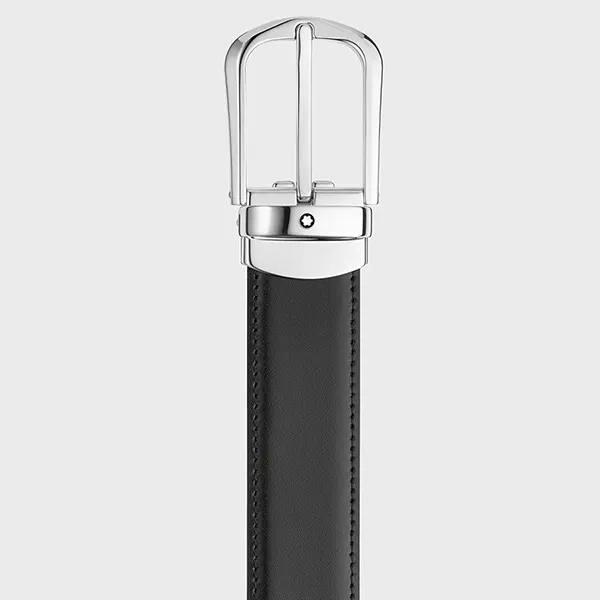 Thắt Lưng Nam Montblanc Horseshoe SH Palladium 30mm Leather Belt MB114412 Màu Nâu