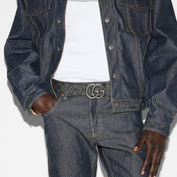 Thắt Lưng Nam Gucci GG Marmont Reversible Belt ‎627055 UULBN 1244 Màu Xám Đen Size 90