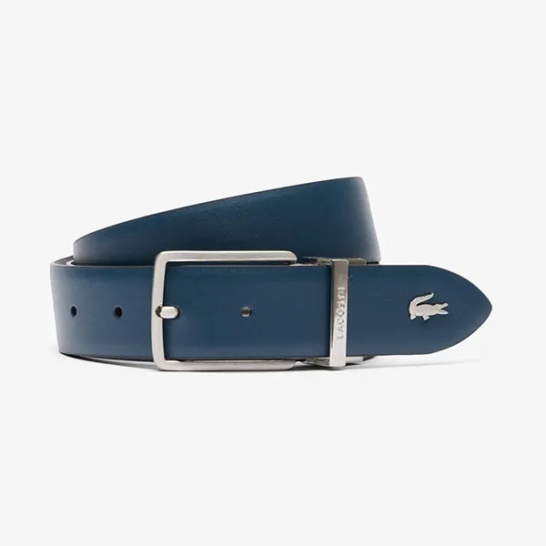 Thắt Lưng Nam Lacoste Reversible Leather Belt (Hai Mặt) RC4097 R04 Bản 3.5cm Màu Xanh Blue Size 115