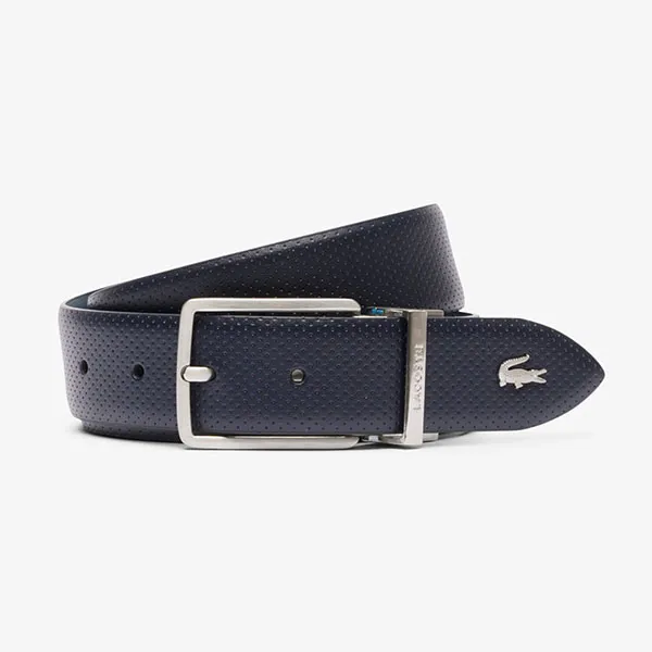 Thắt Lưng Nam Lacoste Reversible Leather Belt (Hai Mặt) RC4097 R04 Bản 3.5cm Màu Xanh Blue Size 115