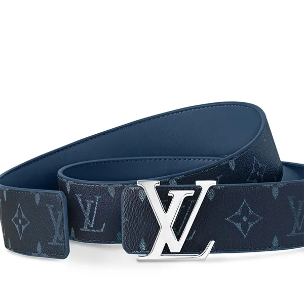 Thắt Lưng Nam Louis Vuitton LV Initiales Double-Sided Belt Blue 40mm M8707S Màu Xanh Size 95