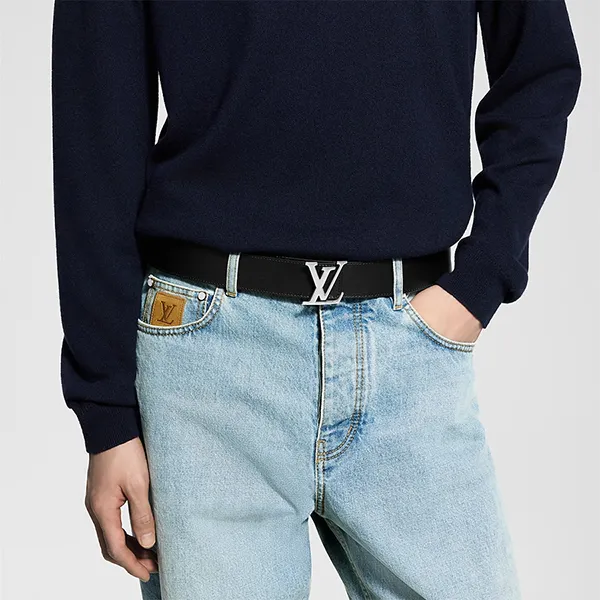 Thắt Lưng Nam Louis Vuitton LV M0285V Initiales Double Sided Belt 40mm Màu Xám Đen Size 90