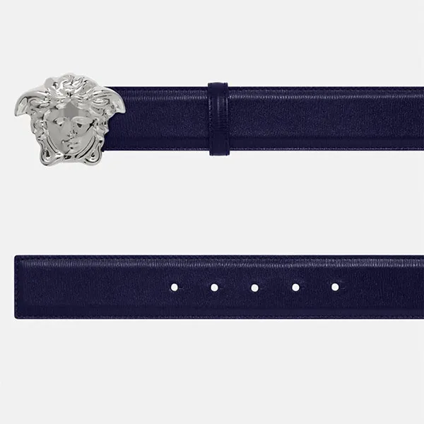 Thắt Lưng Nam Versace Leather Logo Medusa Màu Xanh Navy