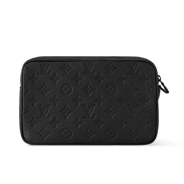 Túi Cầm Tay Louis Vuitton LV Pochette Kasai Monogram Shadow Leather M14910 Màu Đen