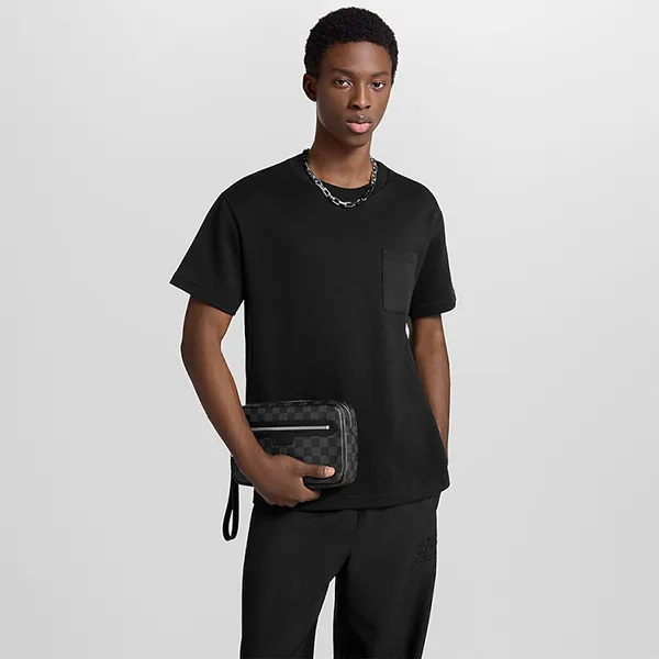 Túi Cầm Tay Nam Louis Vuitton LV Pochette Kasai N47626 Màu Xám/Đen