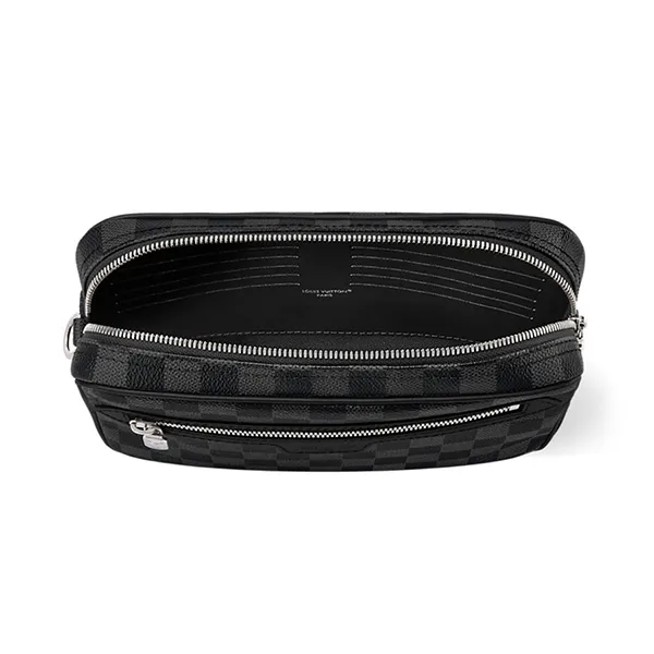 Túi Cầm Tay Nam Louis Vuitton LV Pochette Kasai N47626 Màu Xám/Đen