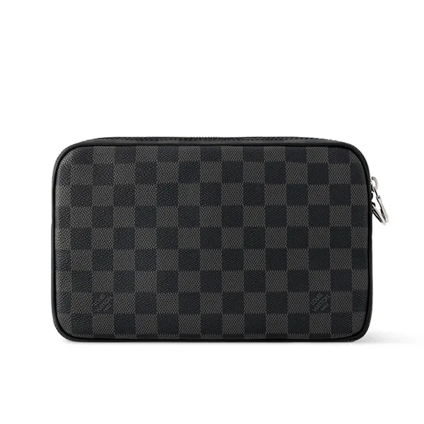 Túi Cầm Tay Nam Louis Vuitton LV Pochette Kasai N47626 Màu Xám/Đen
