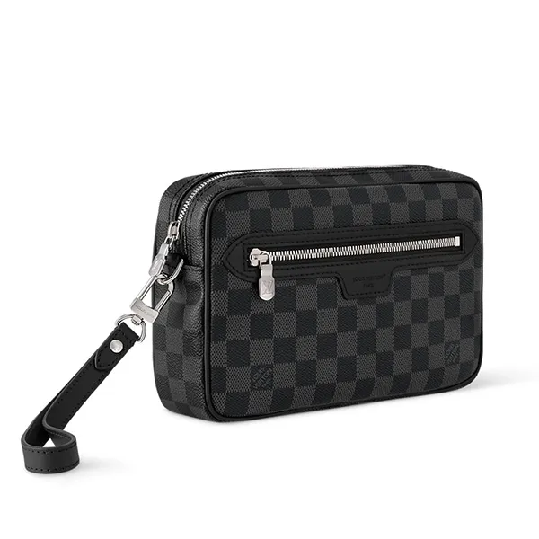 Túi Cầm Tay Nam Louis Vuitton LV Pochette Kasai N47626 Màu Xám/Đen