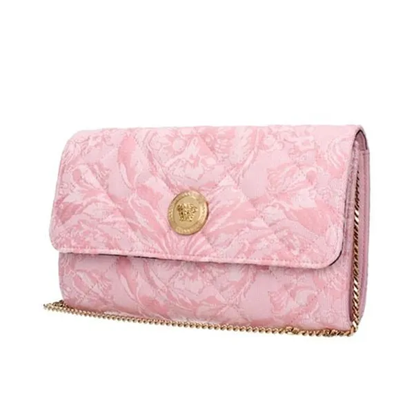 Túi Cầm Tay Nữ Versace Pink Fabric Clutch Bag Màu Hồng