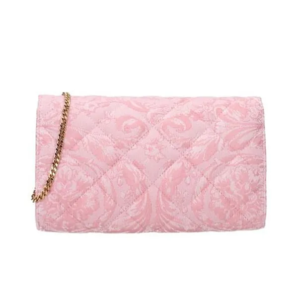 Túi Cầm Tay Nữ Versace Pink Fabric Clutch Bag Màu Hồng
