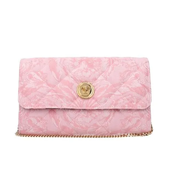 Túi Cầm Tay Nữ Versace Pink Fabric Clutch Bag Màu Hồng